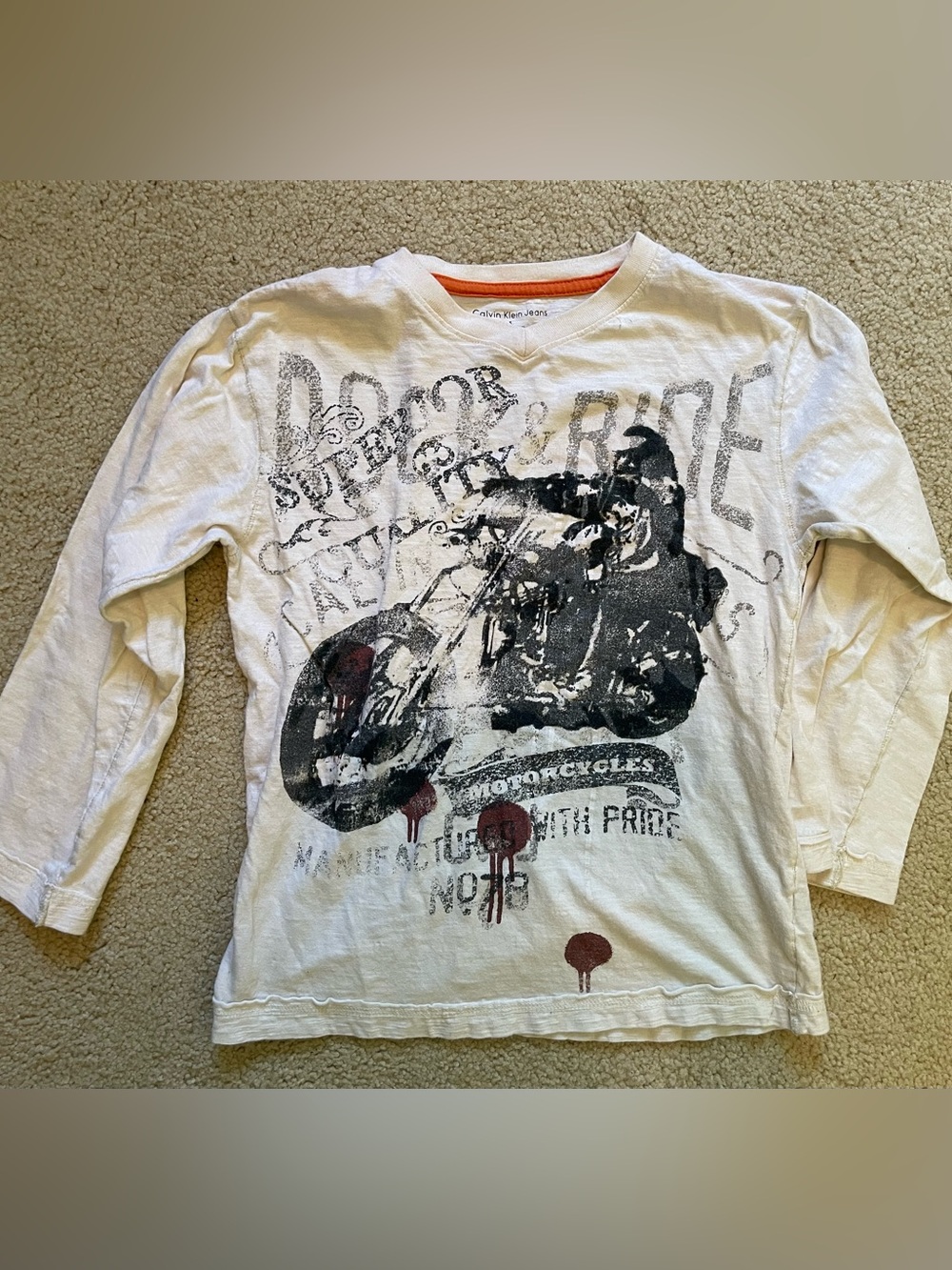 Calvin Klein Jeans Long-Sleeve Kids Motorcycle Graphic Tee - White
Size Small